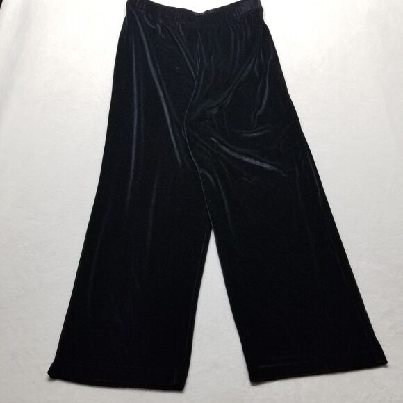 Bob Mackie Wearable Art XL Pants Black Velvet Pull On Wide Leg Party Holiday - Picture 1 of 7